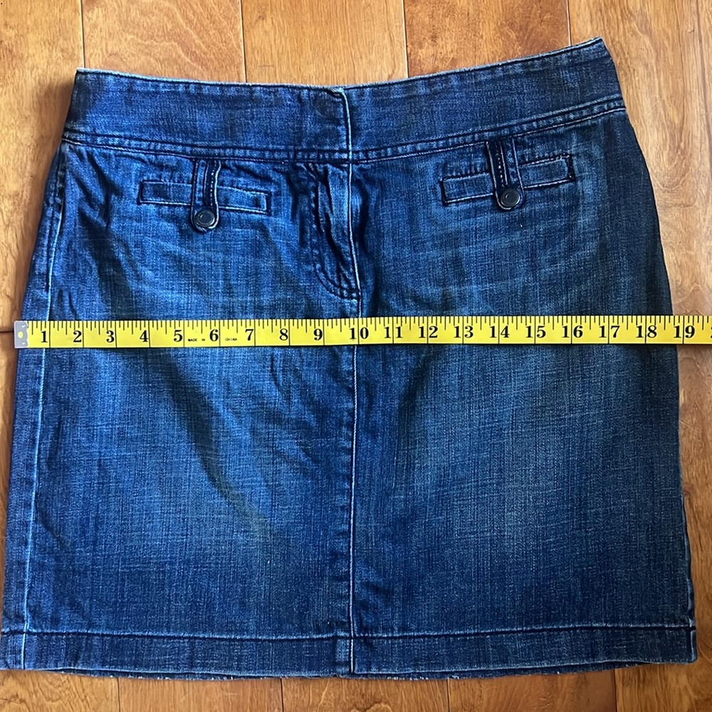 Vintage Ann Taylor Loft Denim Dark Wash Blue Mini Skirt Size 4 Nautical Summer - Picture 8 of 8